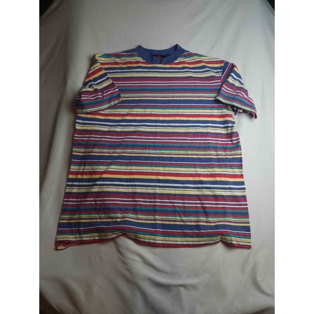 Jenny Buchanan Womens 1X Striped T-Shirt Multi-Color Short Sleeve Crew Neck Top